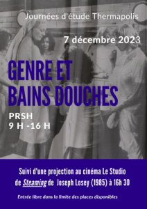 Affiche de la journée d'études "Thermapolis : Genre et bains-douches"