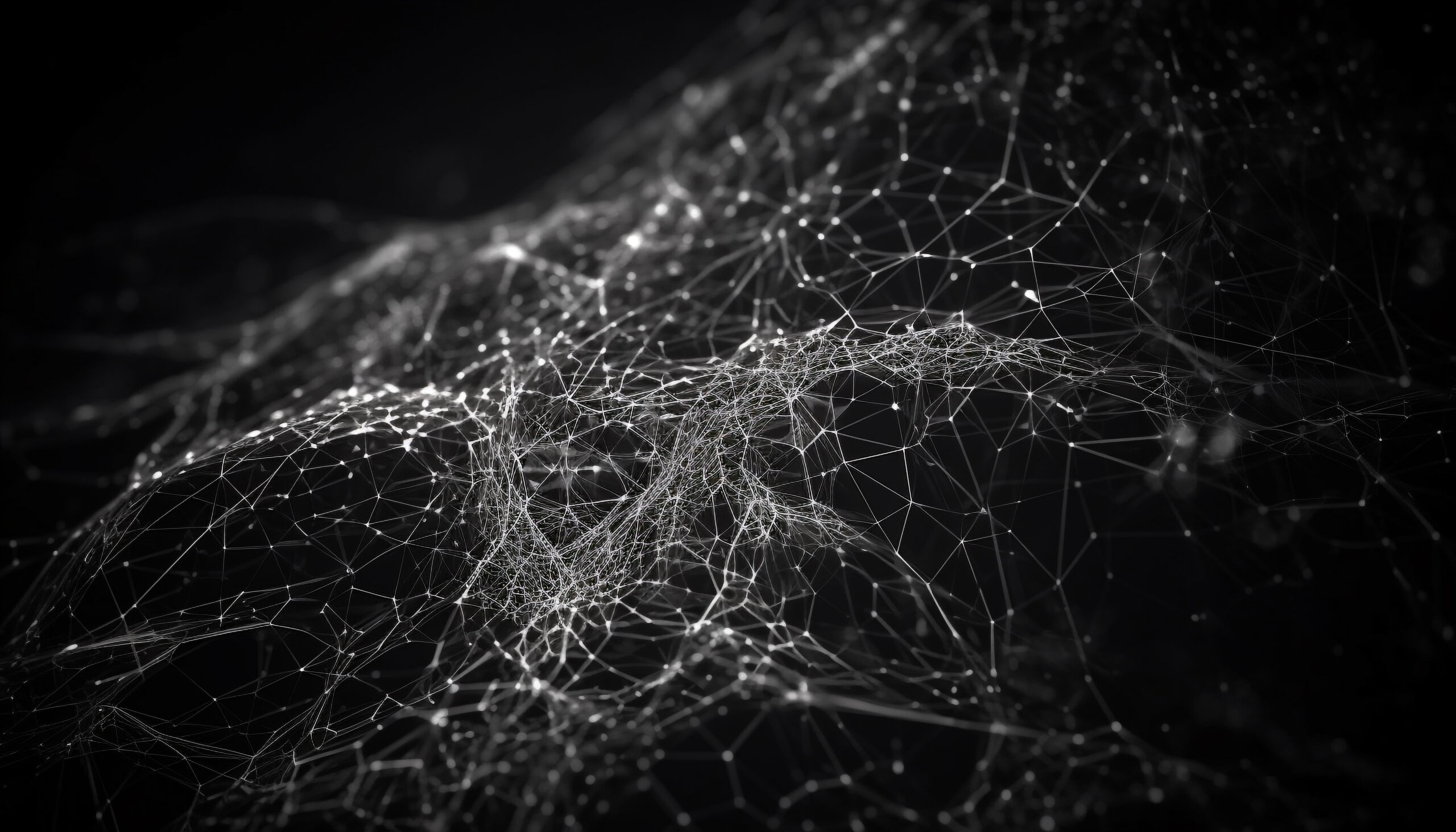 Glowing spider web on dark abstract backdrop generated by AI