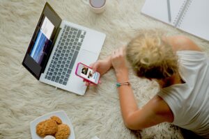 Teenage girl browsing social media