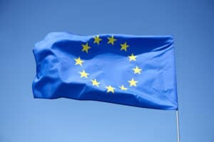European Union flag on the blue background