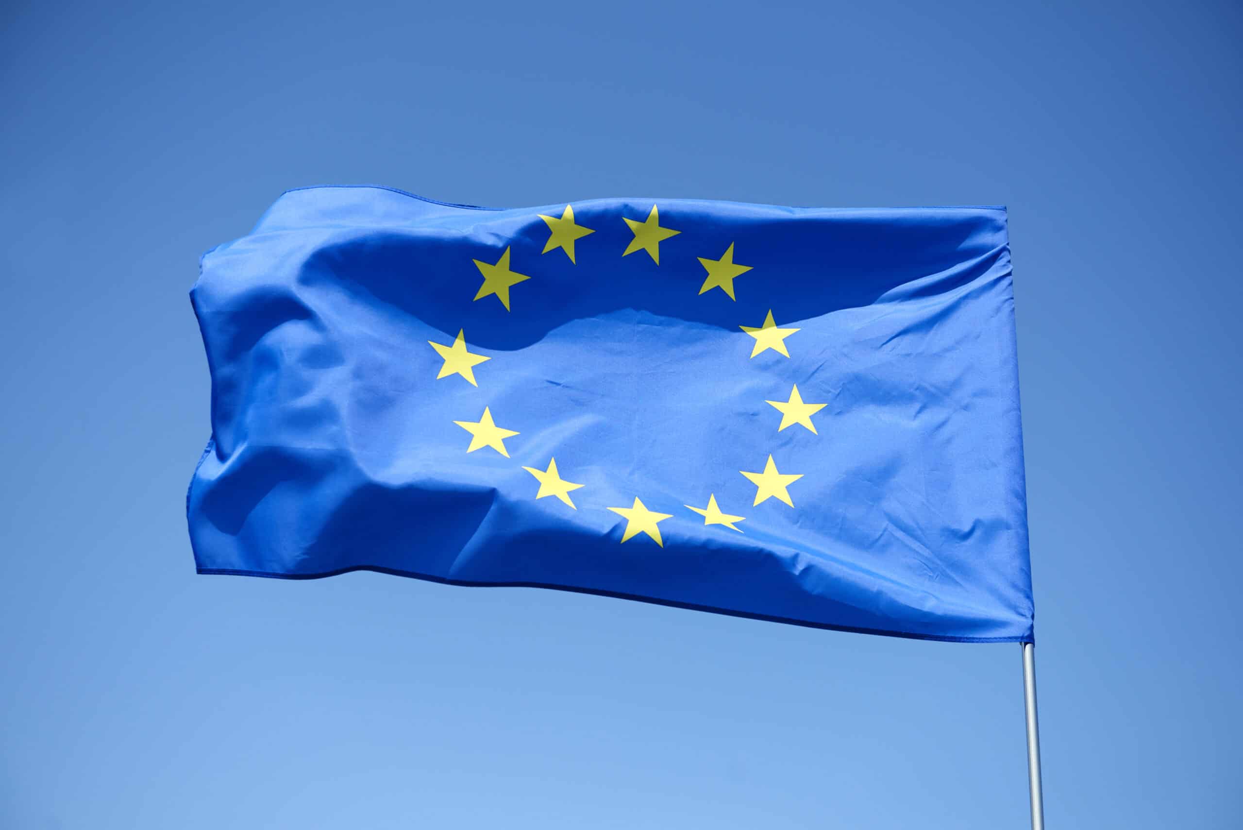 European Union flag on the blue background