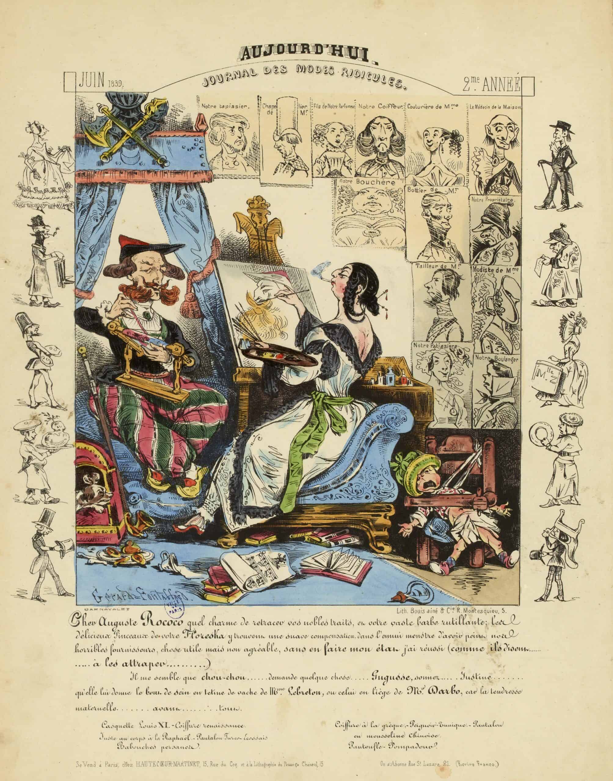 Cher Auguste Rococo qul charme de retracer vos nobles traits […]. / Juin 1839. / 2me Année. (titre inscrit)|Bulletin des modes ridicules.  (IFF 13) (titre de l’ensemble)